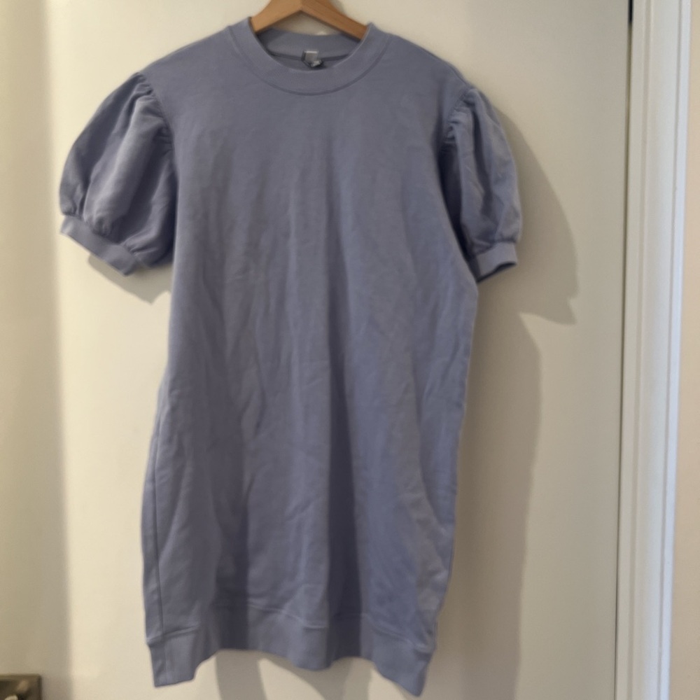 & Other Stories Lavender Blue Puff-Sleeve Sweatshirt Dress